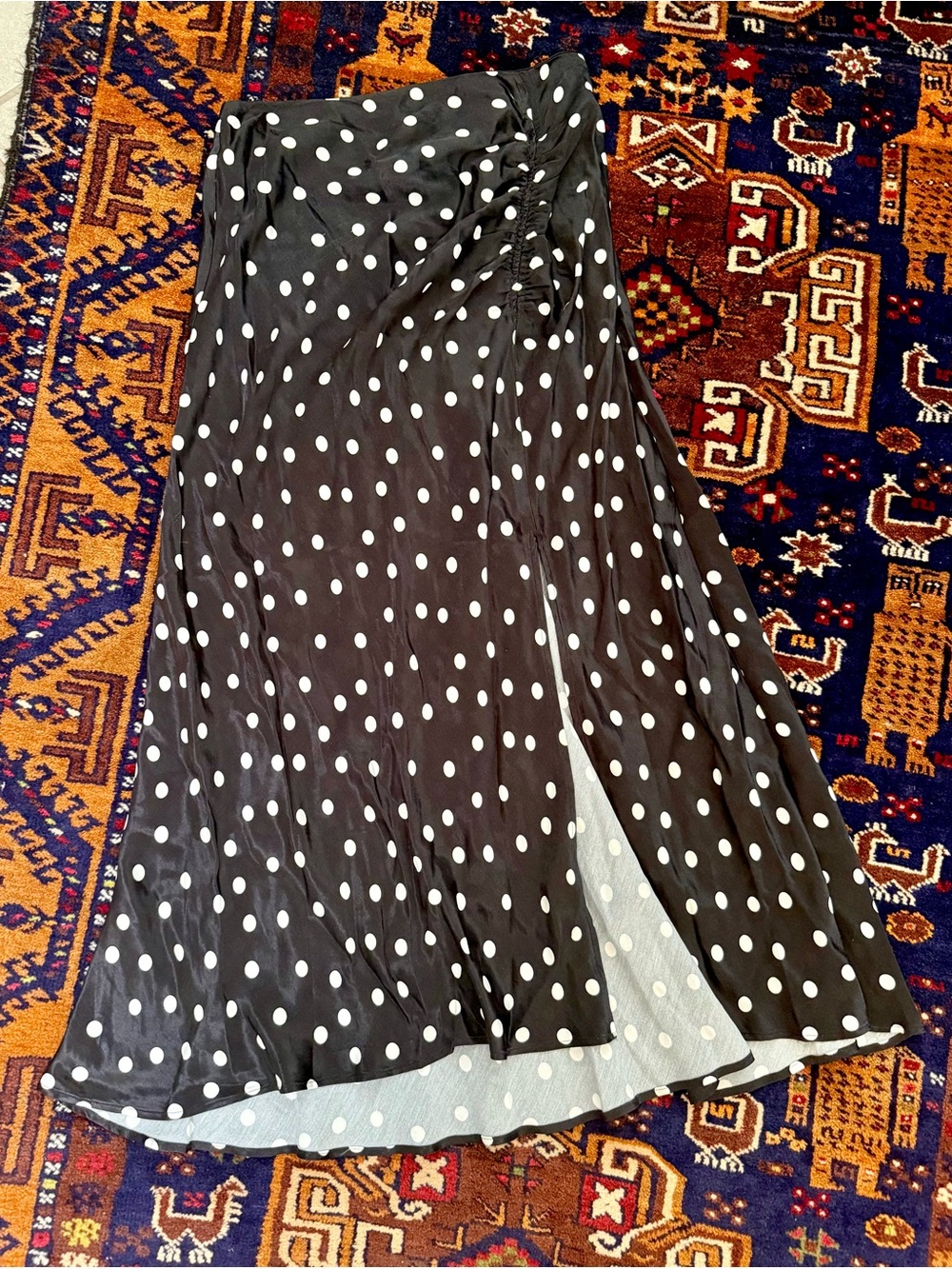 Anthropologie Maeve Black and White Polka Dot Maxi Skirt
